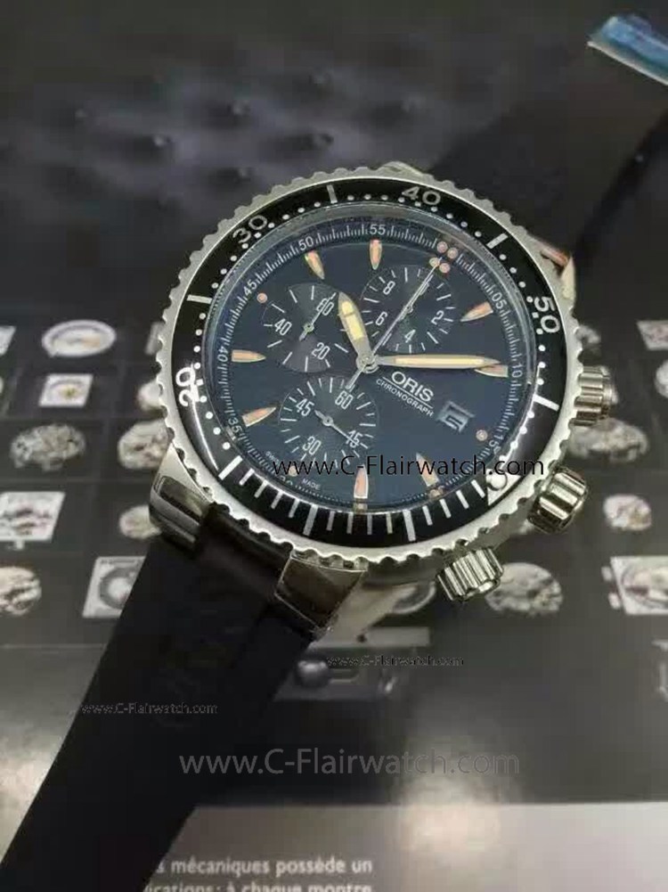Best Fake Oris Black Rubber Black Bezel Mens Watch